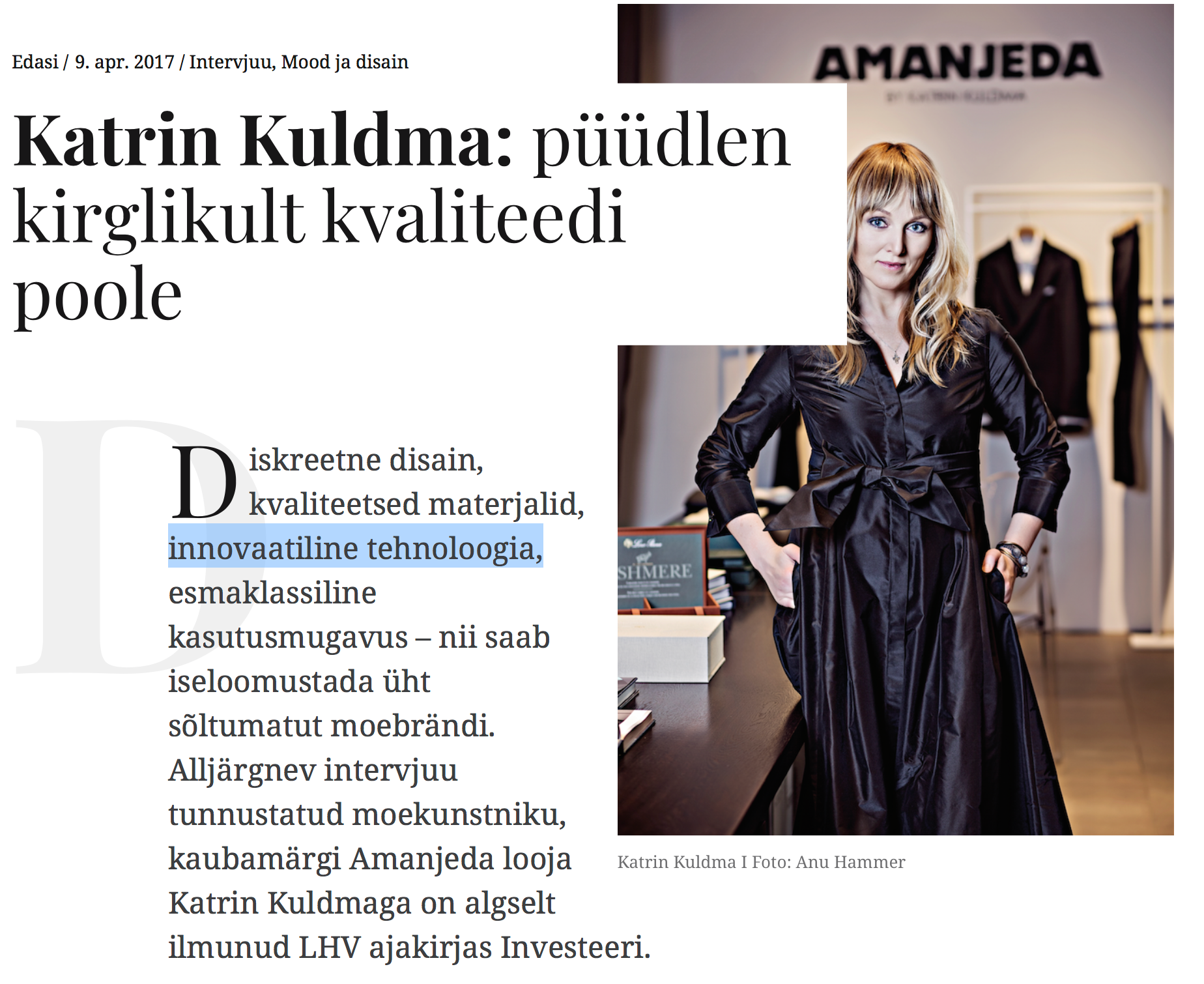 Katrin Kuldma eesti moedisain