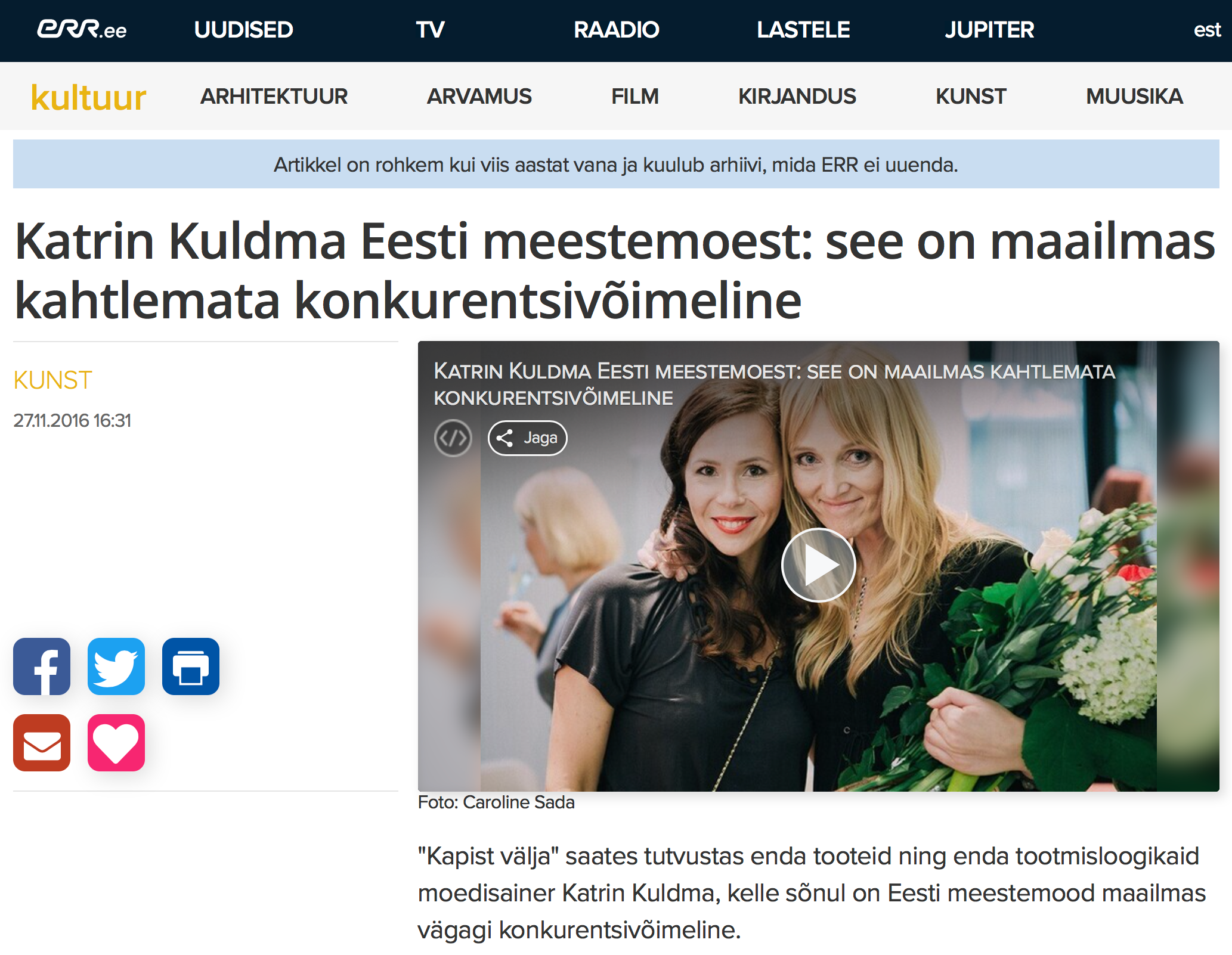ERR I Kultuur / Katrin Kuldma Eesti meestemoest: see on maailmas kahtlemata konkurentsivõimeline