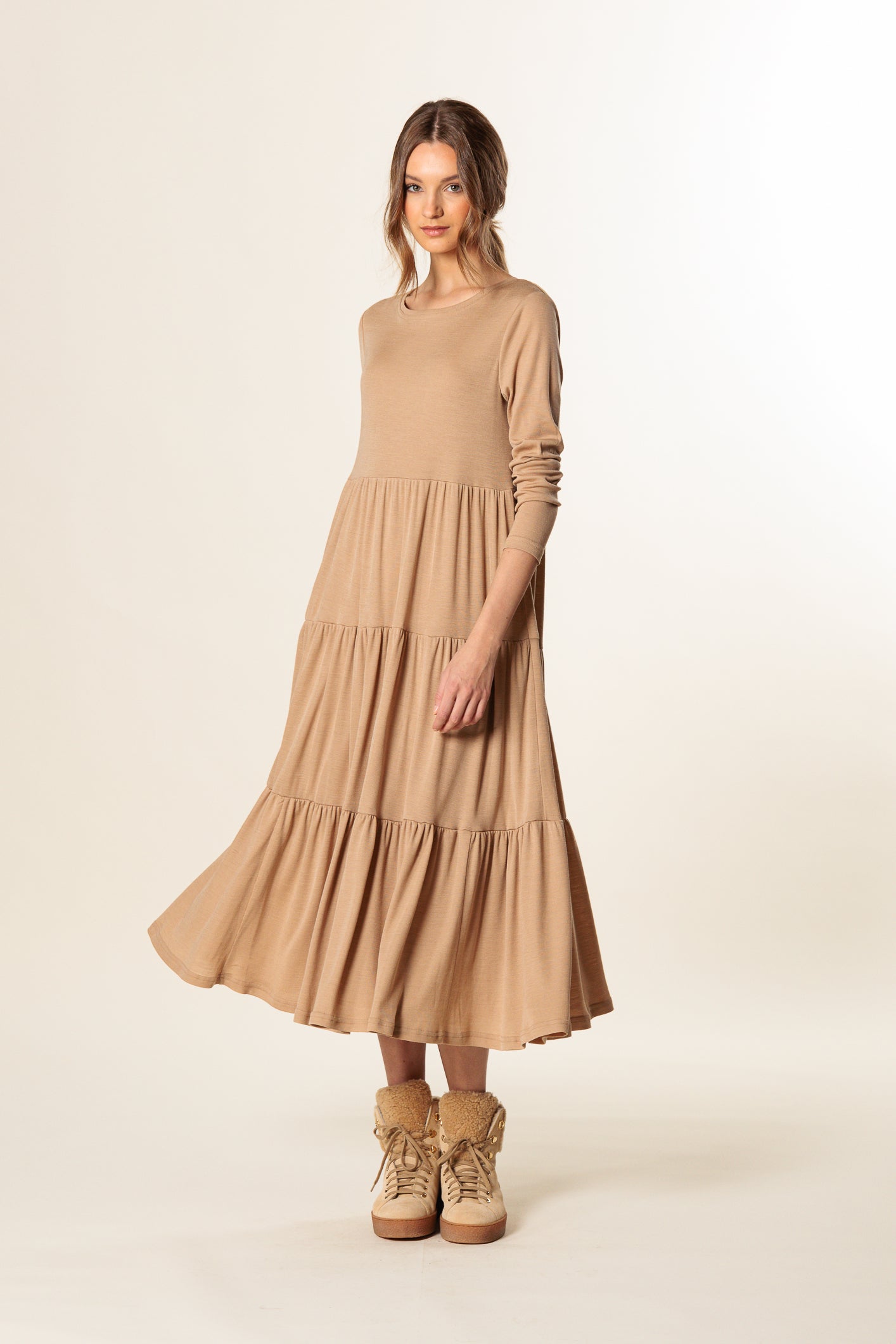 Dress "GRENOBLE MIDI" / Extrafine Merino Wool & Silk Jersey