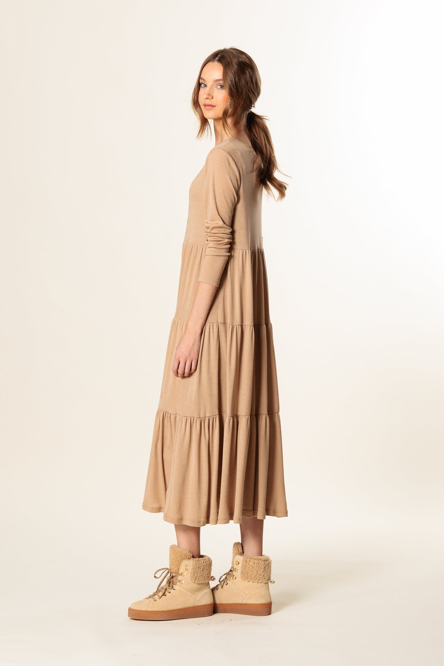 Dress "GRENOBLE MIDI" / Extrafine Merino Wool & Silk Jersey