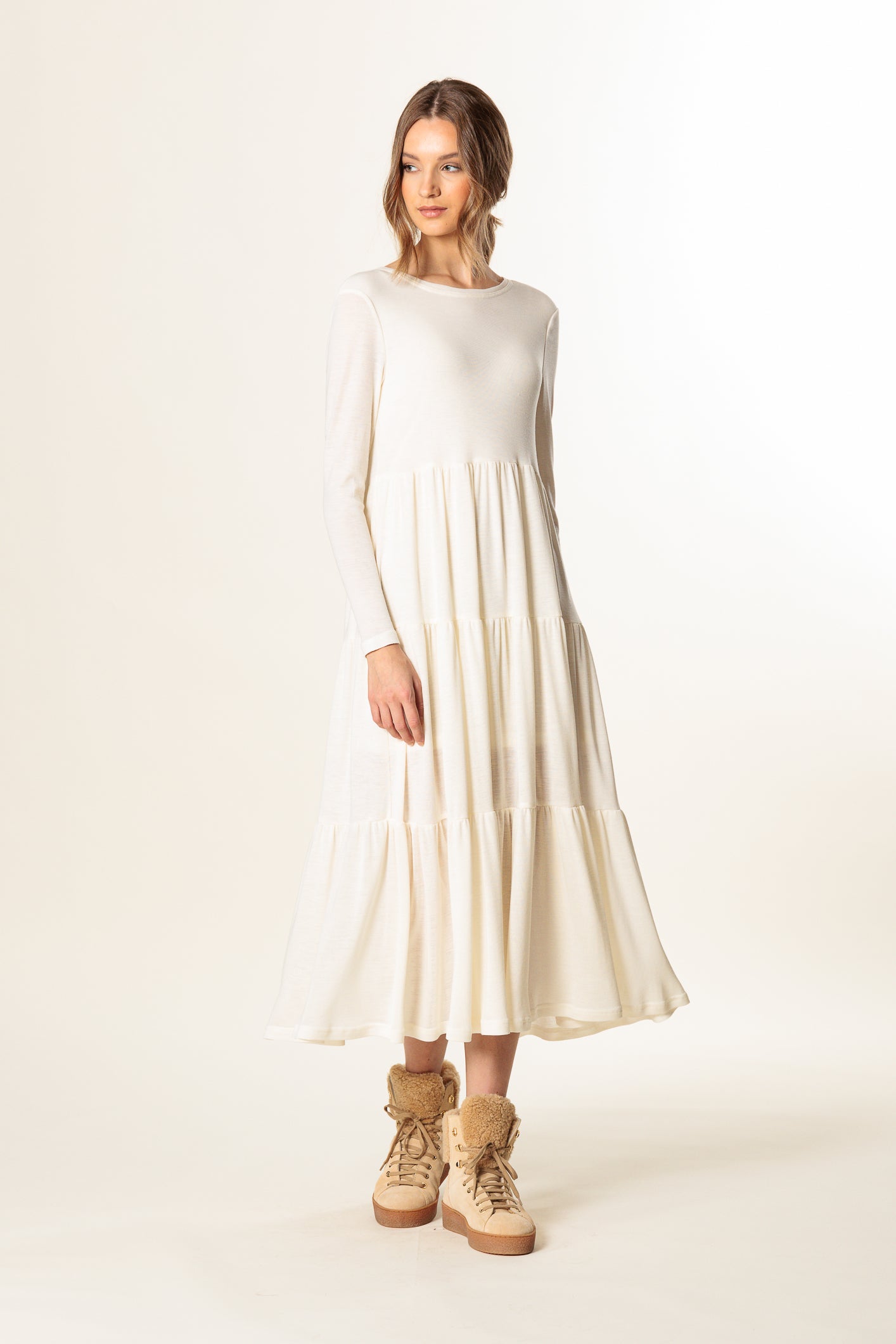 Dress "GRENOBLE MIDI" / Extrafine Merino Wool & Silk Jersey