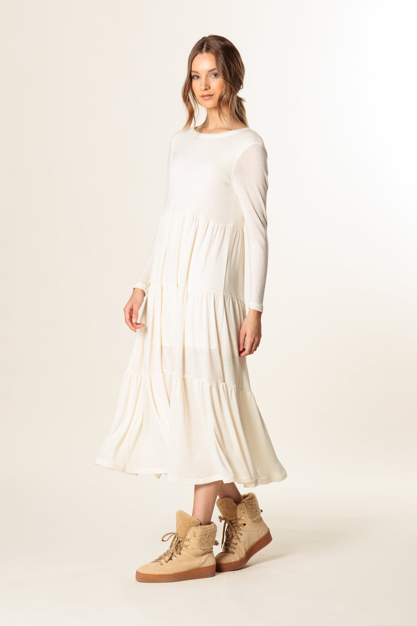 Dress "GRENOBLE MIDI" / Extrafine Merino Wool & Silk Jersey