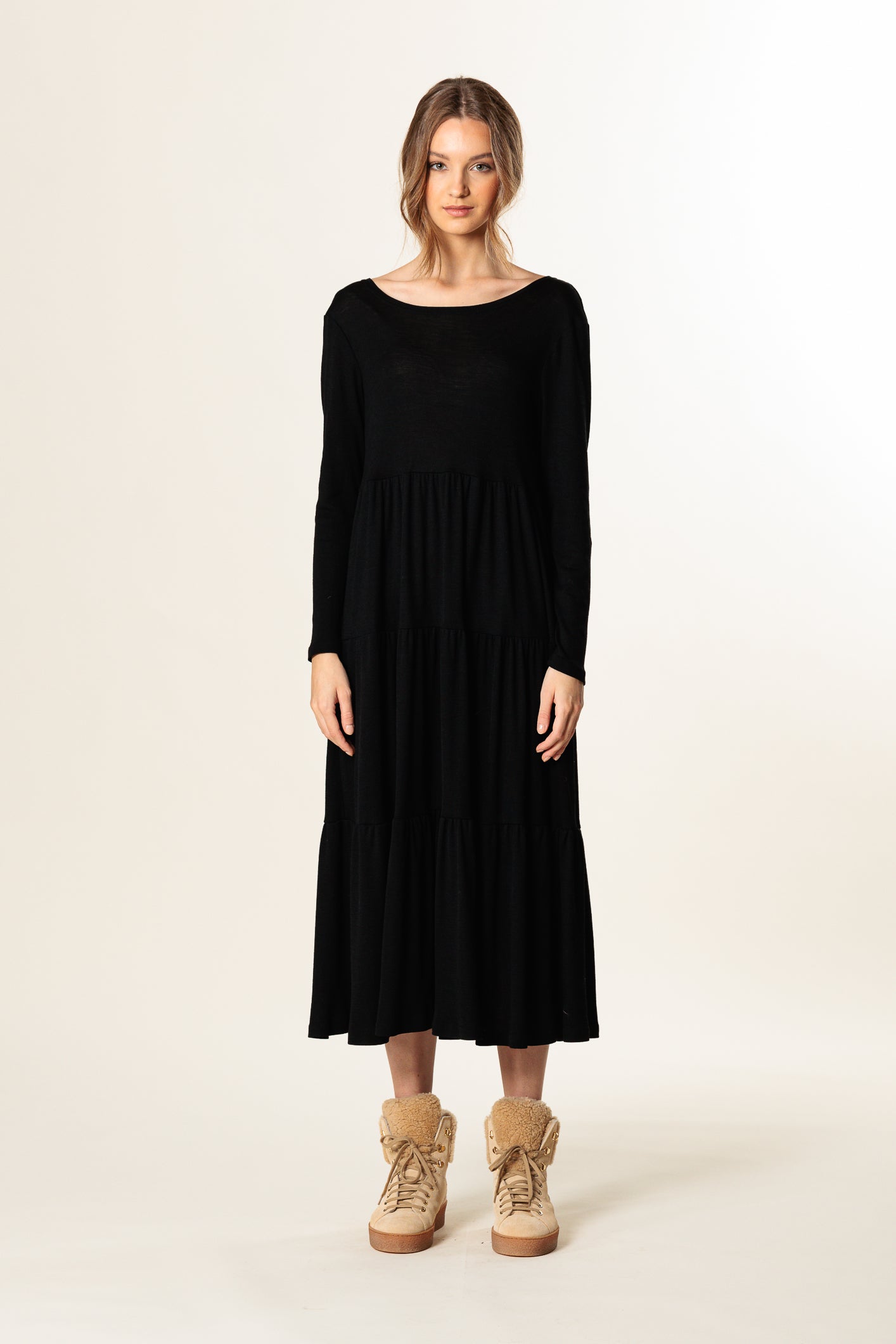 Dress "GRENOBLE MIDI" / Extrafine Merino Wool & Silk Jersey