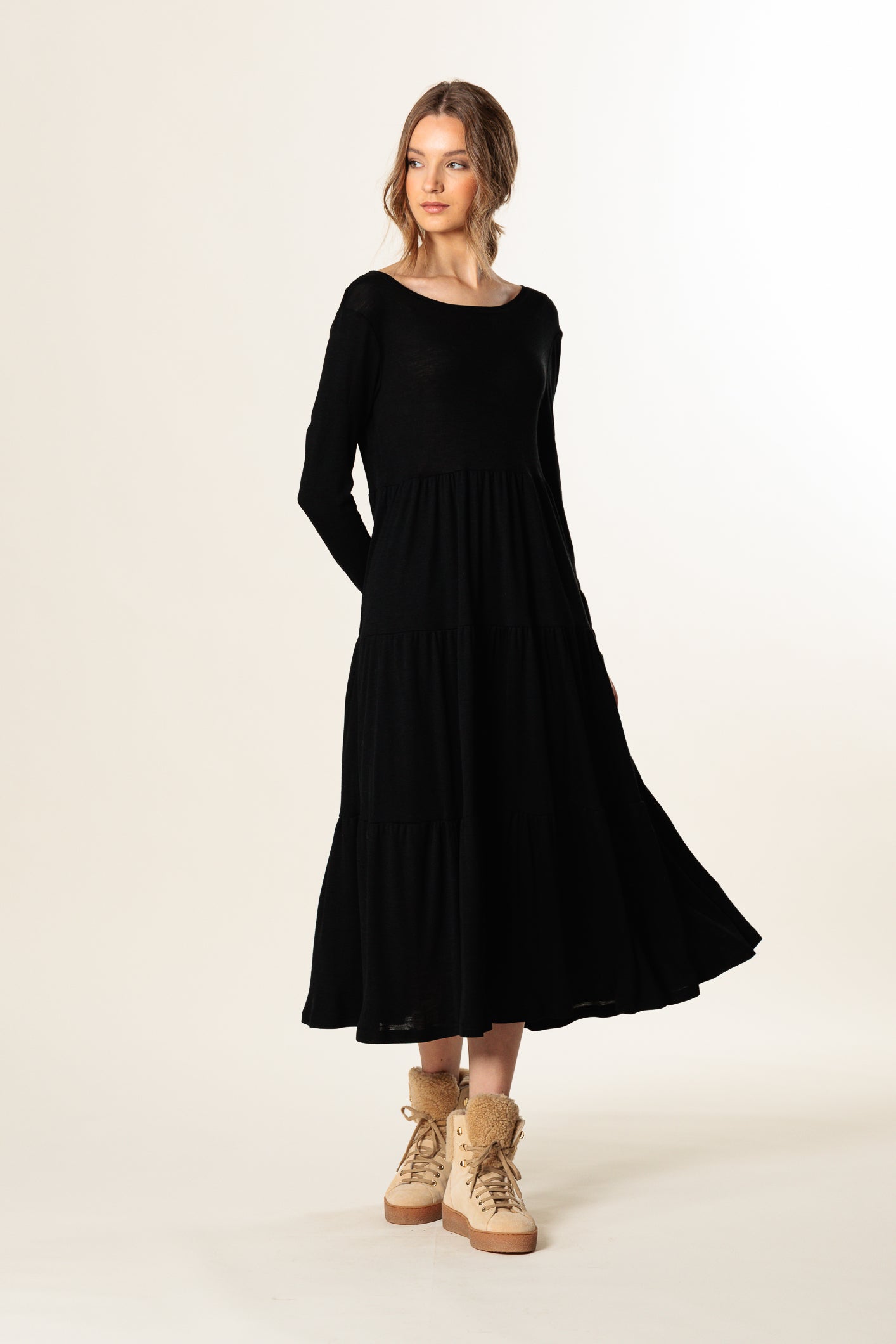 Dress "GRENOBLE MIDI" / Extrafine Merino Wool & Silk Jersey