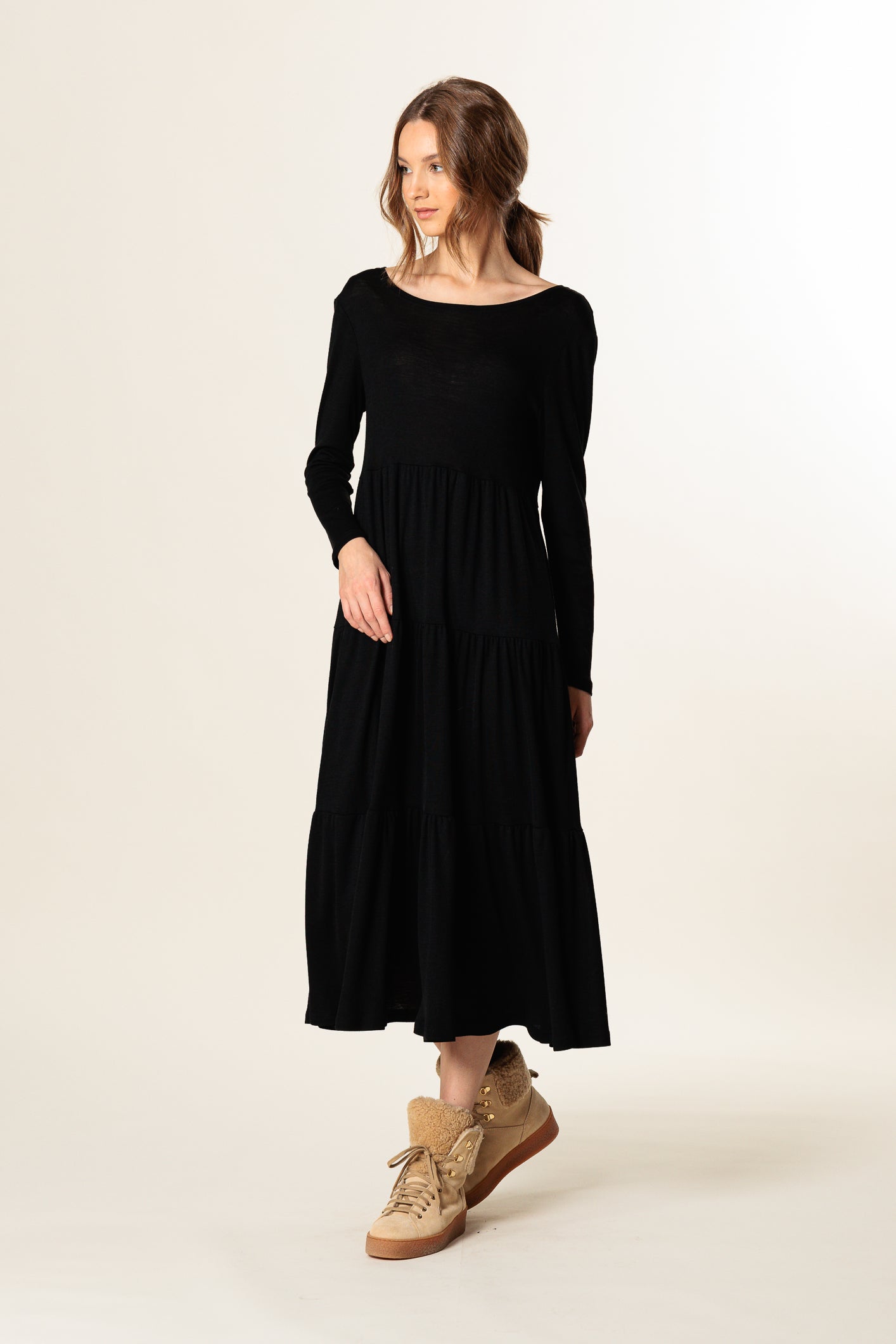 Dress "GRENOBLE MIDI" / Extrafine Merino Wool & Silk Jersey