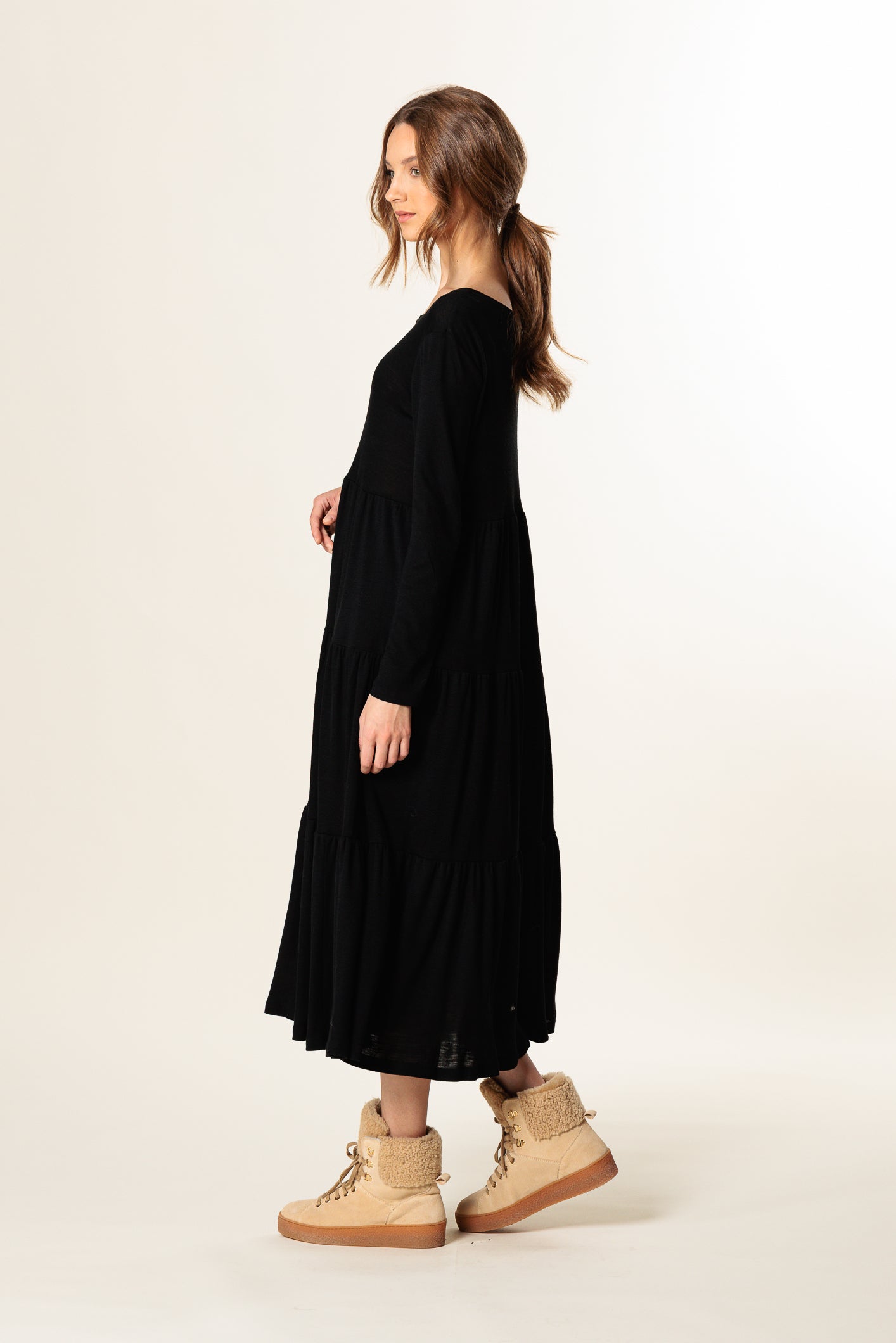Dress "GRENOBLE MIDI" / Extrafine Merino Wool & Silk Jersey