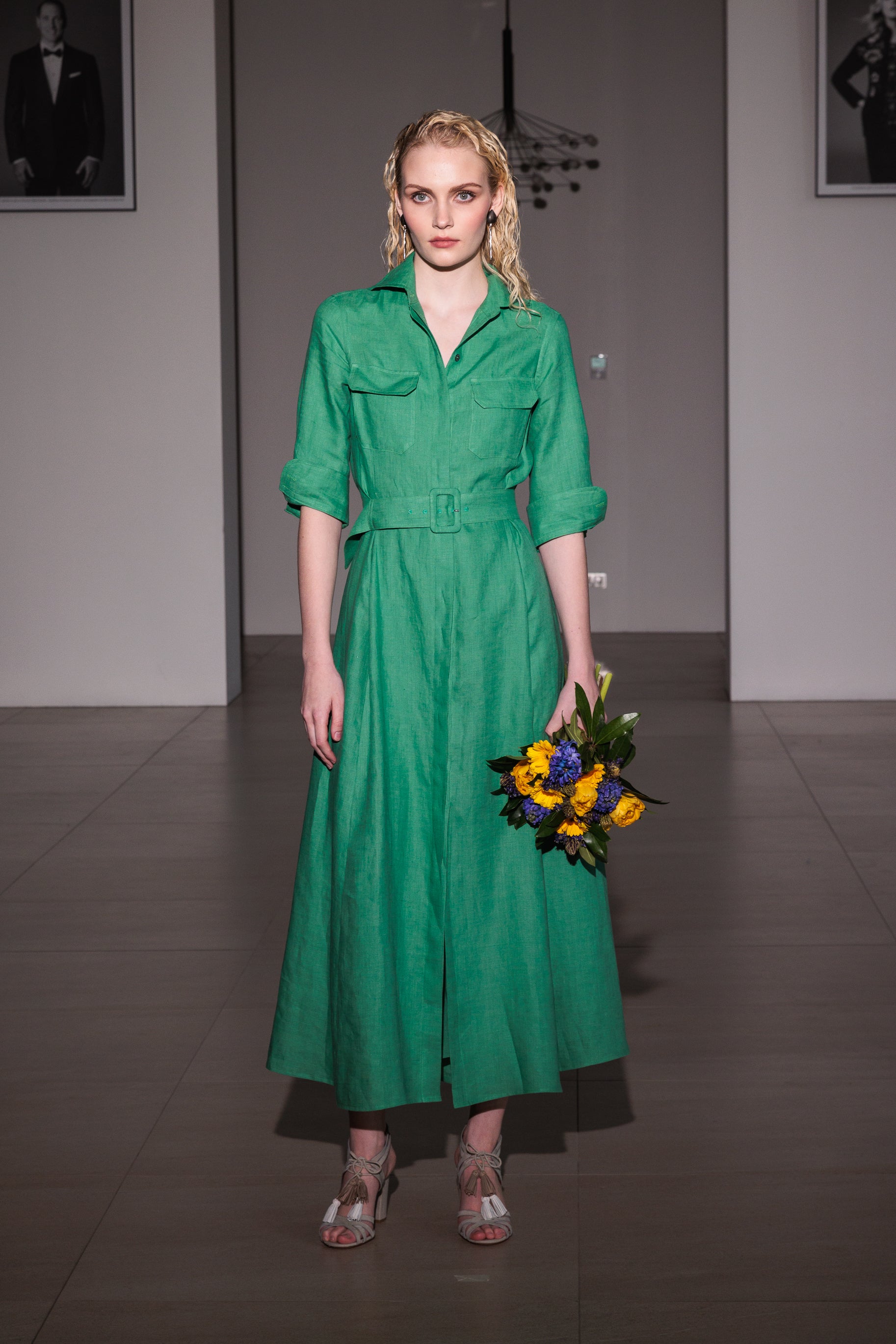 Shirtdress "KATE MIDI SAFARI" / Linen by Solbiati